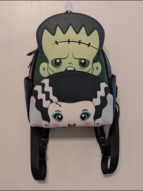 Loungefly Universal Monsters Frankenstein and The Bride Chibi Mini Backpack